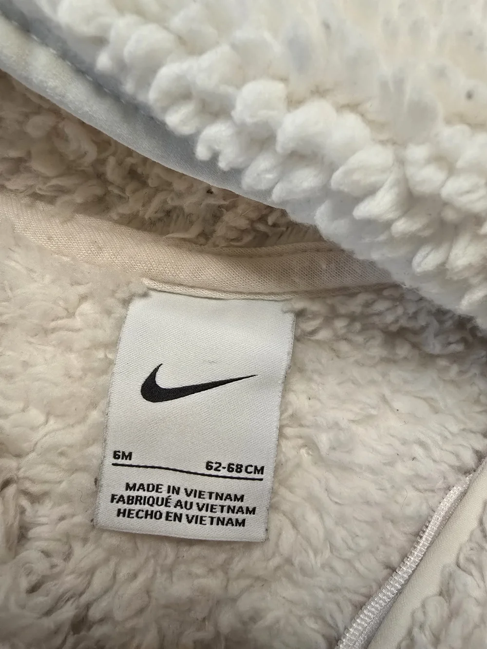 Nike Baby Sherpa Hooded Bunting Suit 6 Mon Ivory Fleece One Piece Zip Snowsuit